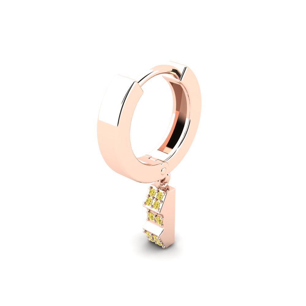 9ct Rose Gold Yellow Sapphire Men's Earring Clefable