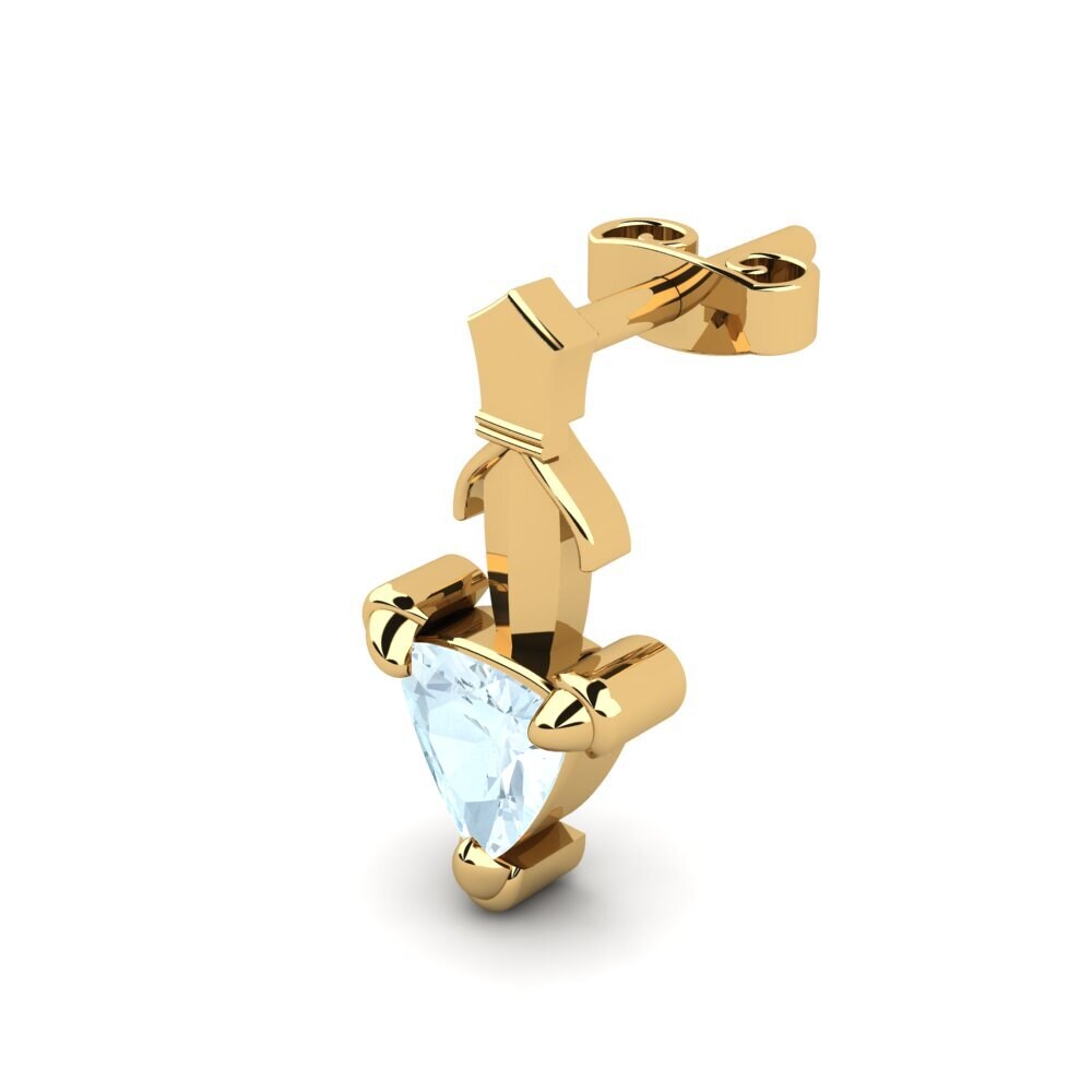 14k Oro Amarillo Aguamarina Pendiente para hombre Combusken