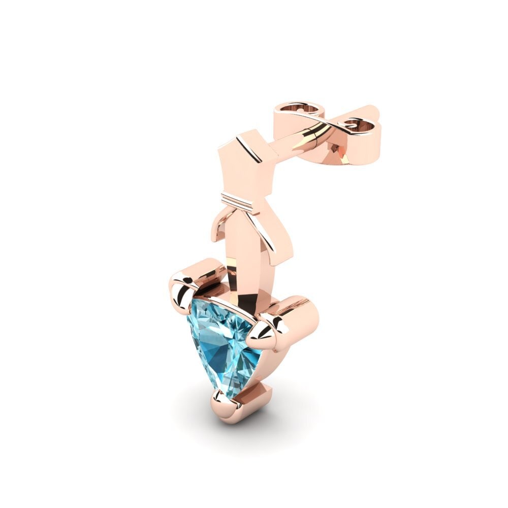 9ct Rose Gold Blue Zircon Men's Earring Combusken