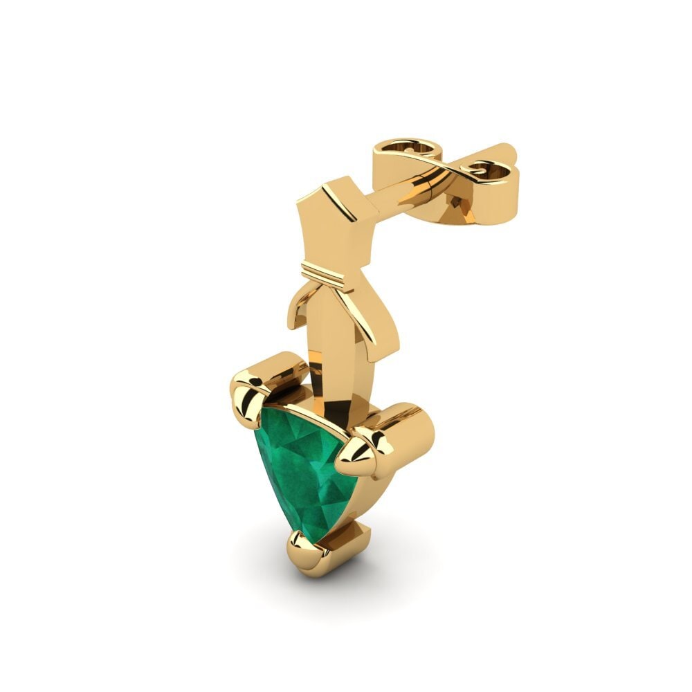 14ct Yellow Gold Emerald Men's Earring Combusken