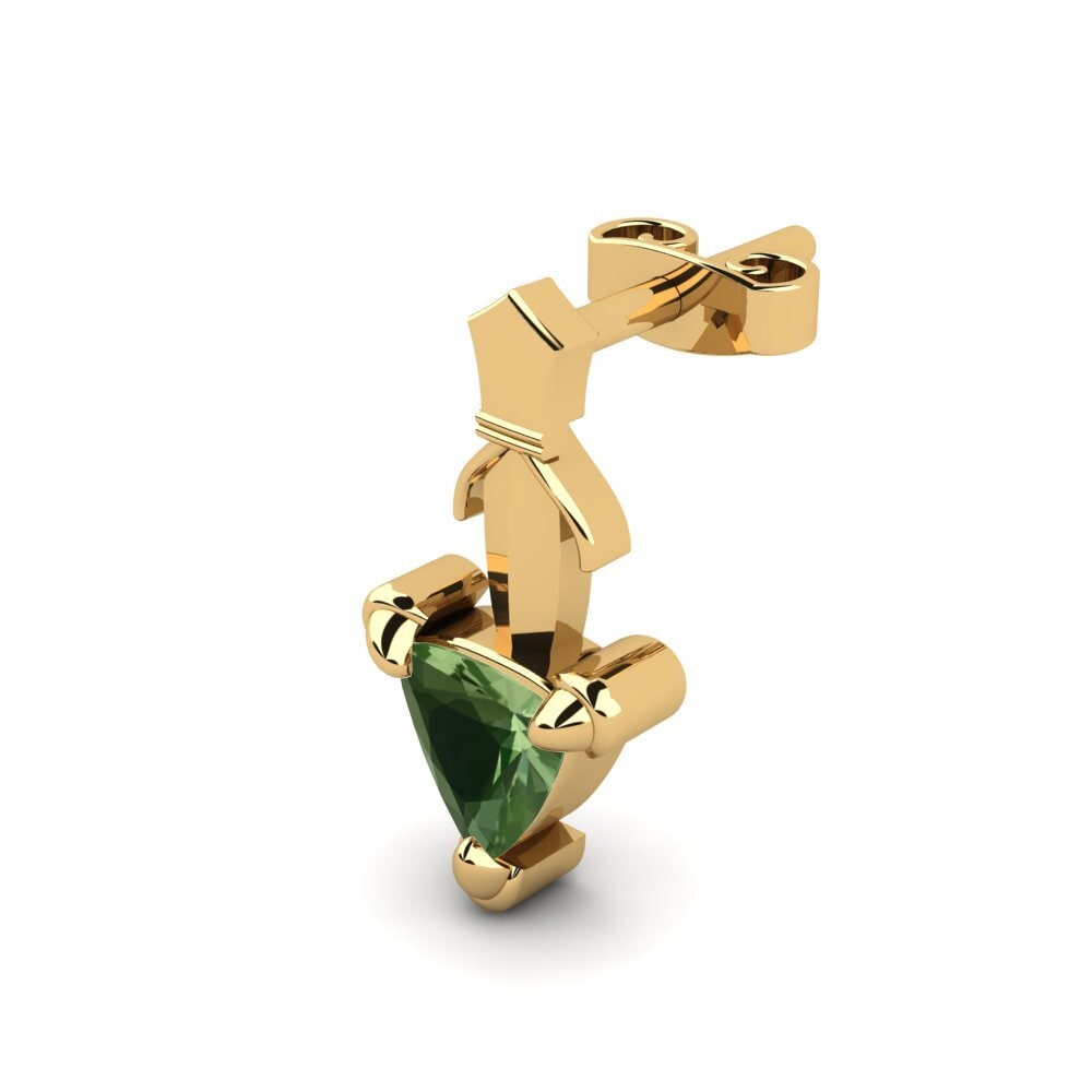 9ct Yellow Gold Green Sapphire Men's Earring Combusken