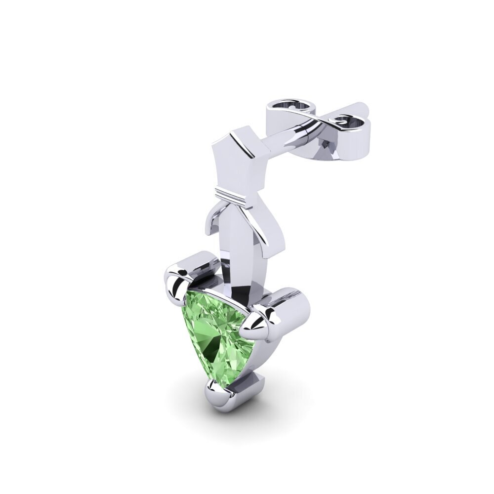 585 Bílé zlato Zelený diamant Pánské náušnice Combusken