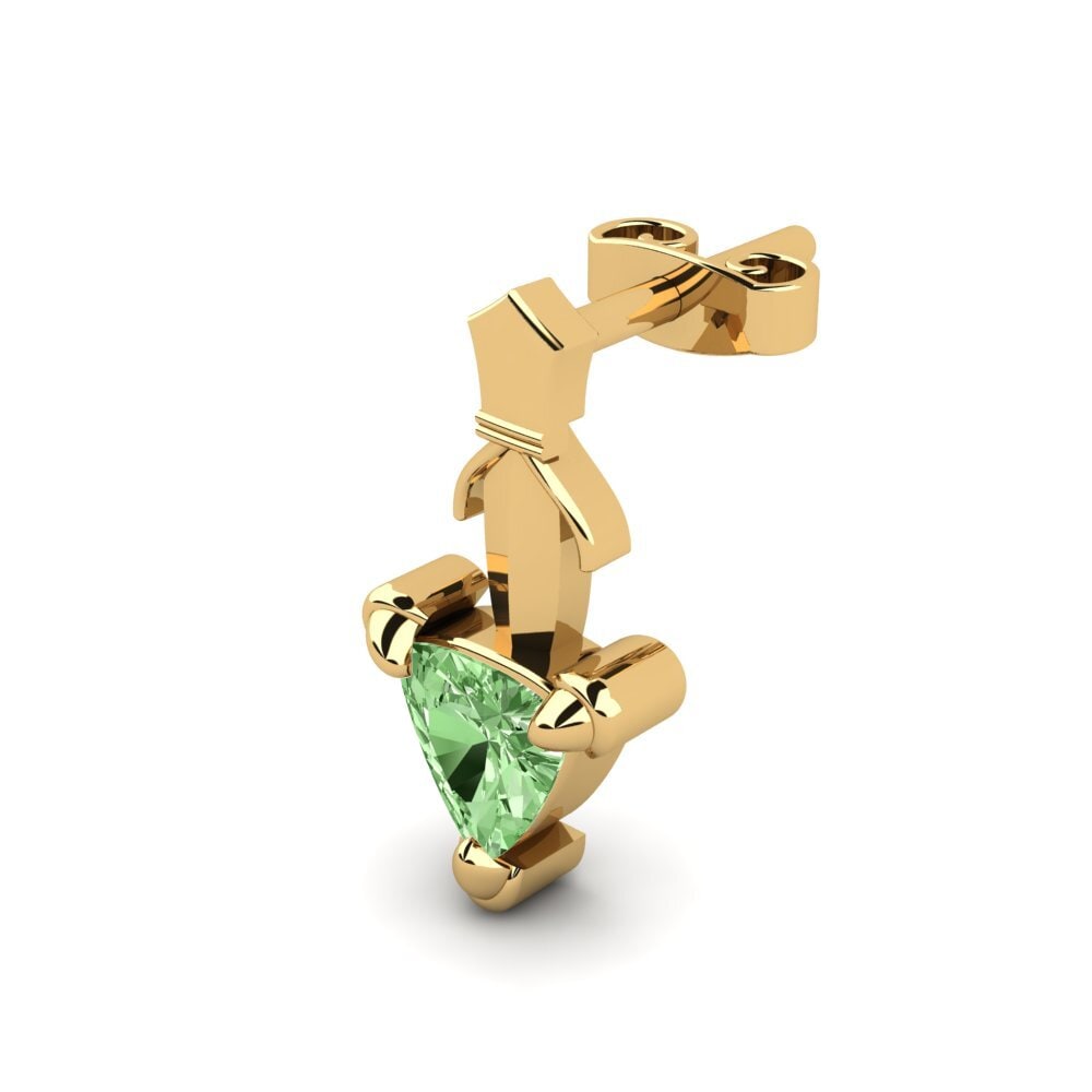 14ct Yellow Gold Green Diamond Men's Earring Combusken