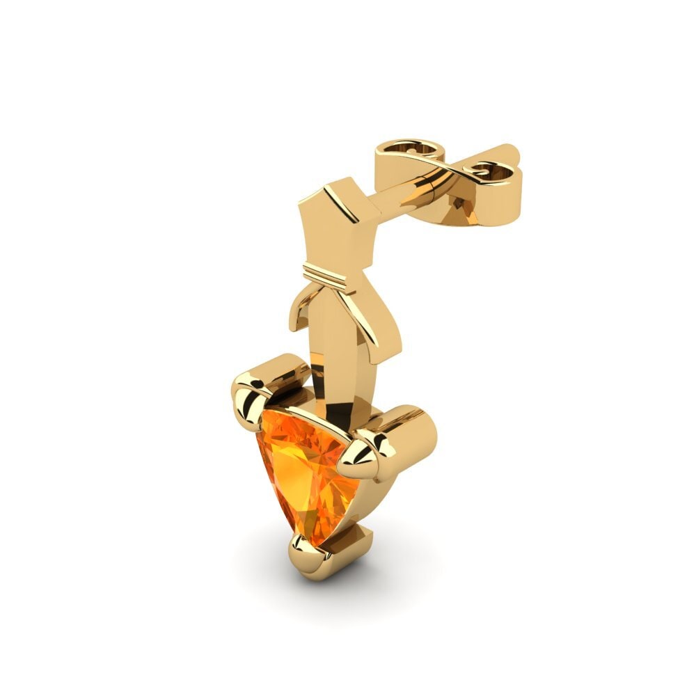 9k Oro Amarillo Zafiro Naranja Pendiente para hombre Combusken