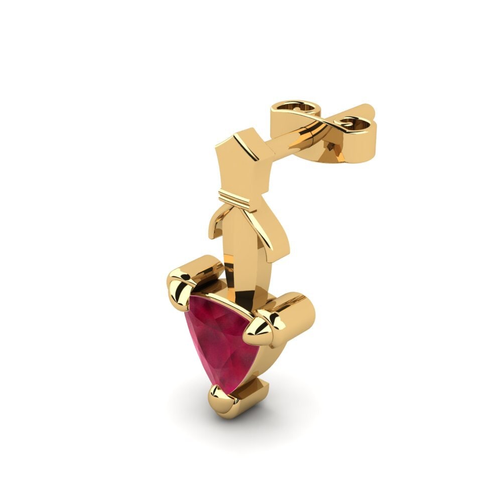18ct Yellow Gold Ruby Men's Earring Combusken