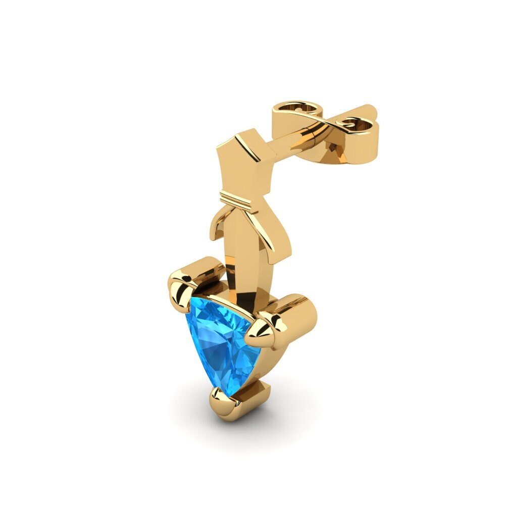 14k Oro Amarillo Topacio azul Pendiente para hombre Combusken
