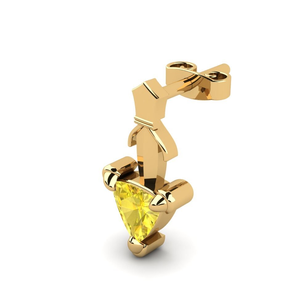 14ct Yellow Gold Yellow Sapphire Men's Earring Combusken