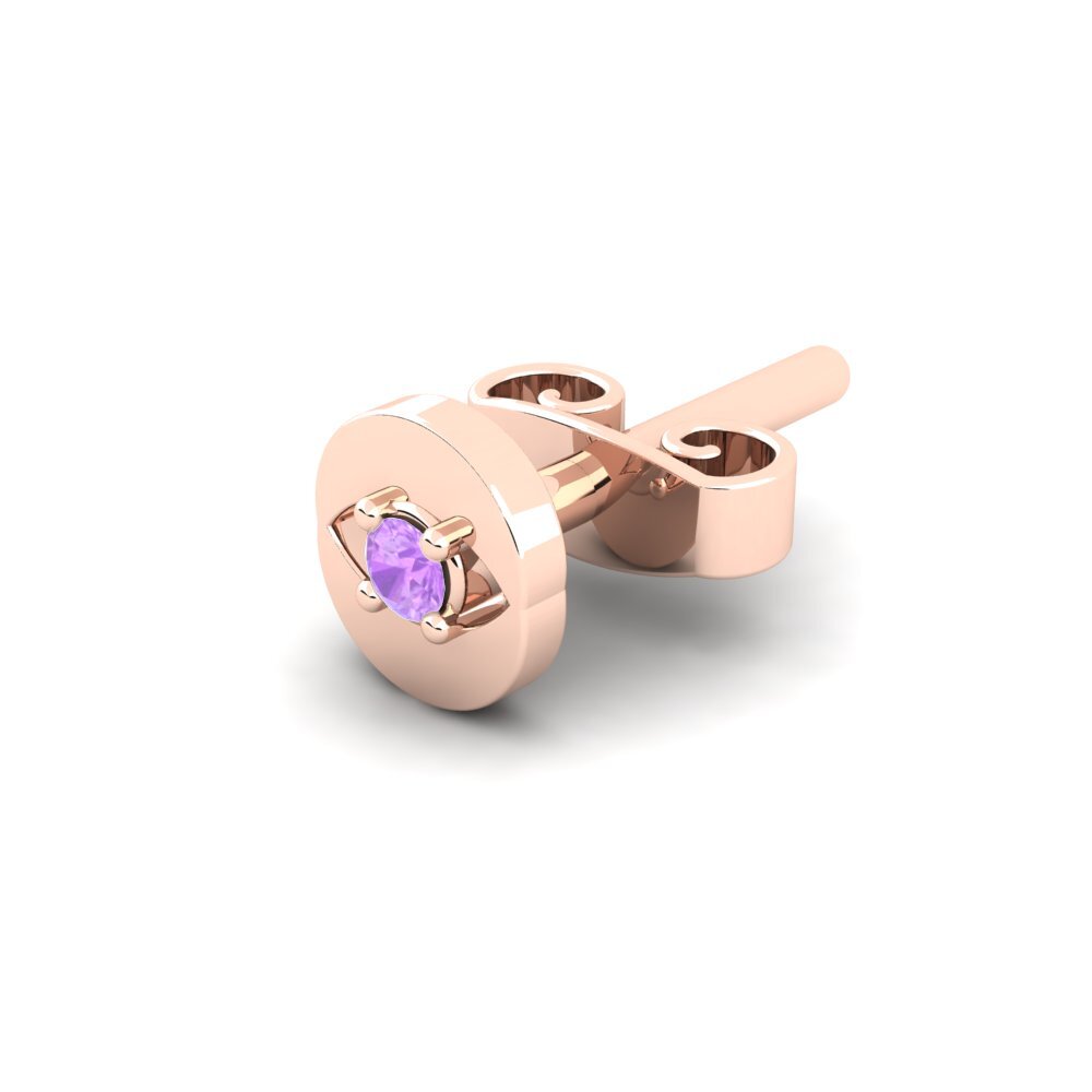 9k Oro Rosa Amatista Pendiente para hombre Copperajah