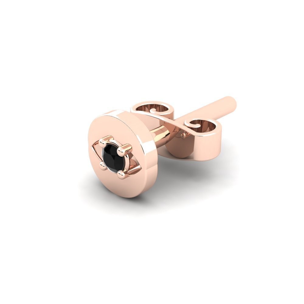18ct Rose Gold Black Onyx Men's Earring Copperajah