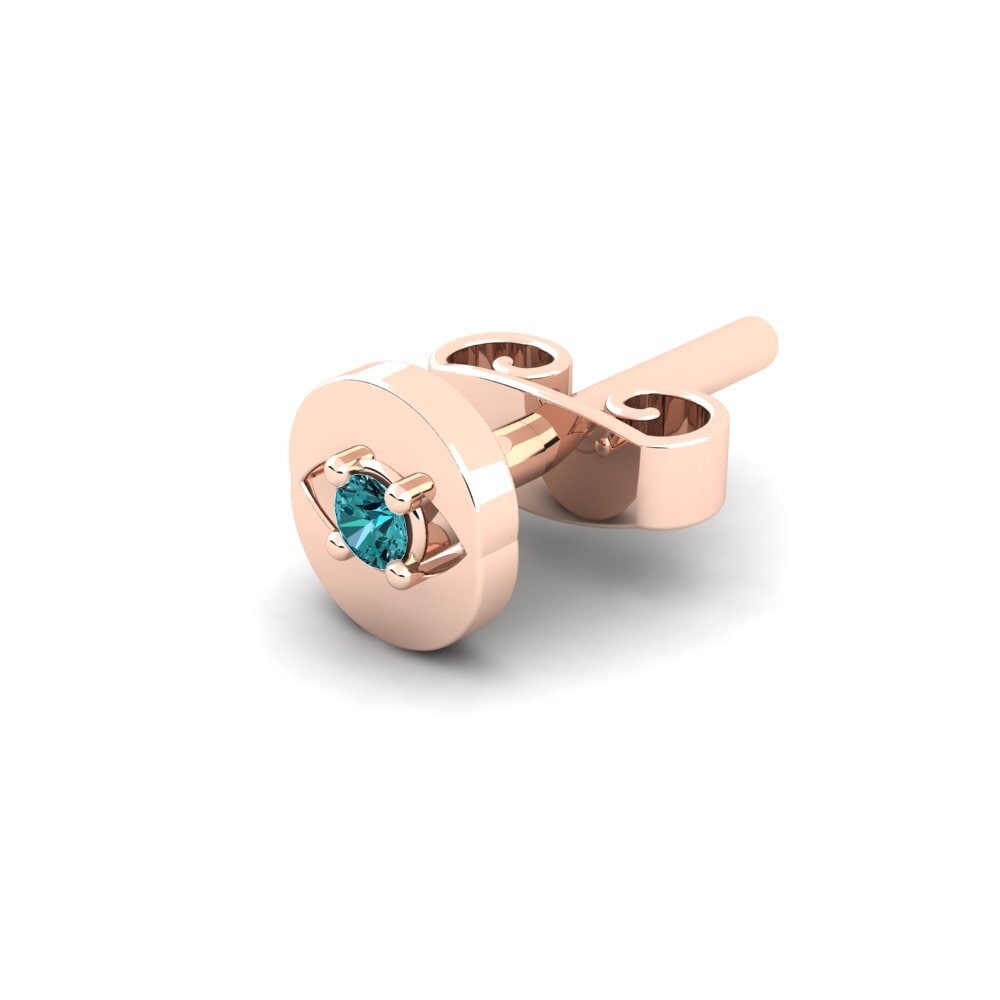 14ct Rose Gold Blue Diamond Men's Earring Copperajah