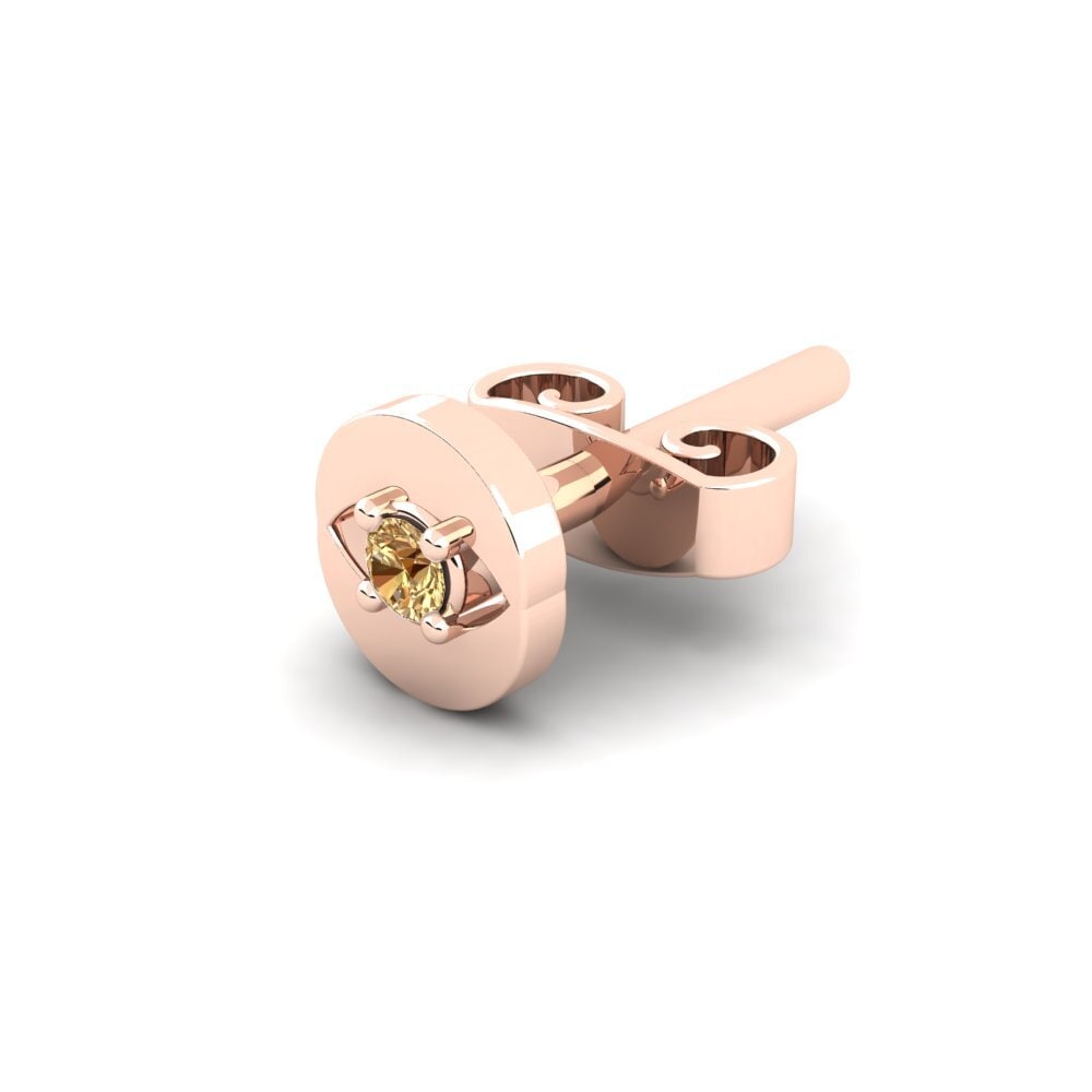18ct Rose Gold Brown Diamond Men's Earring Copperajah
