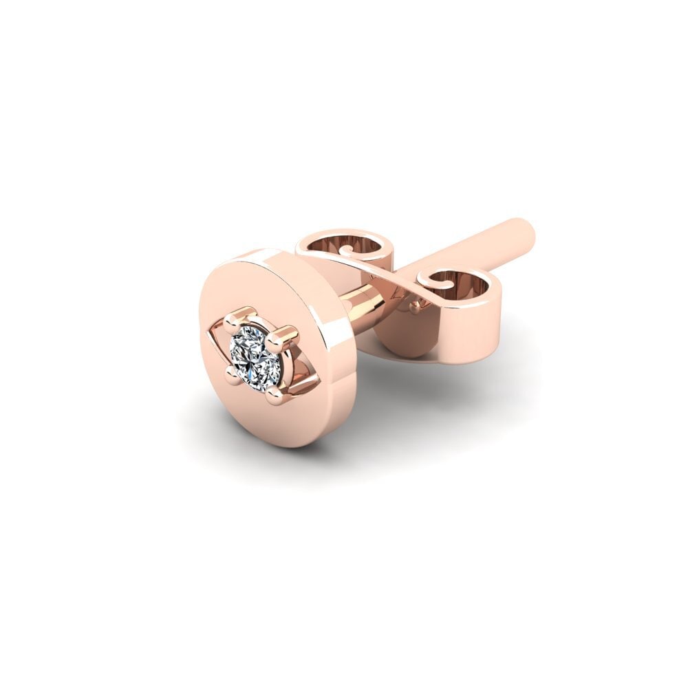 9ct Rose Gold Zirconia Men's Earring Copperajah