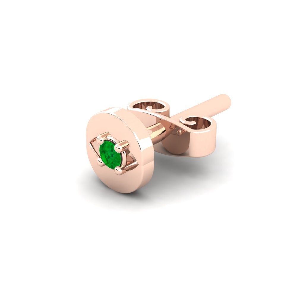 14ct Rose Gold Emerald Men's Earring Copperajah