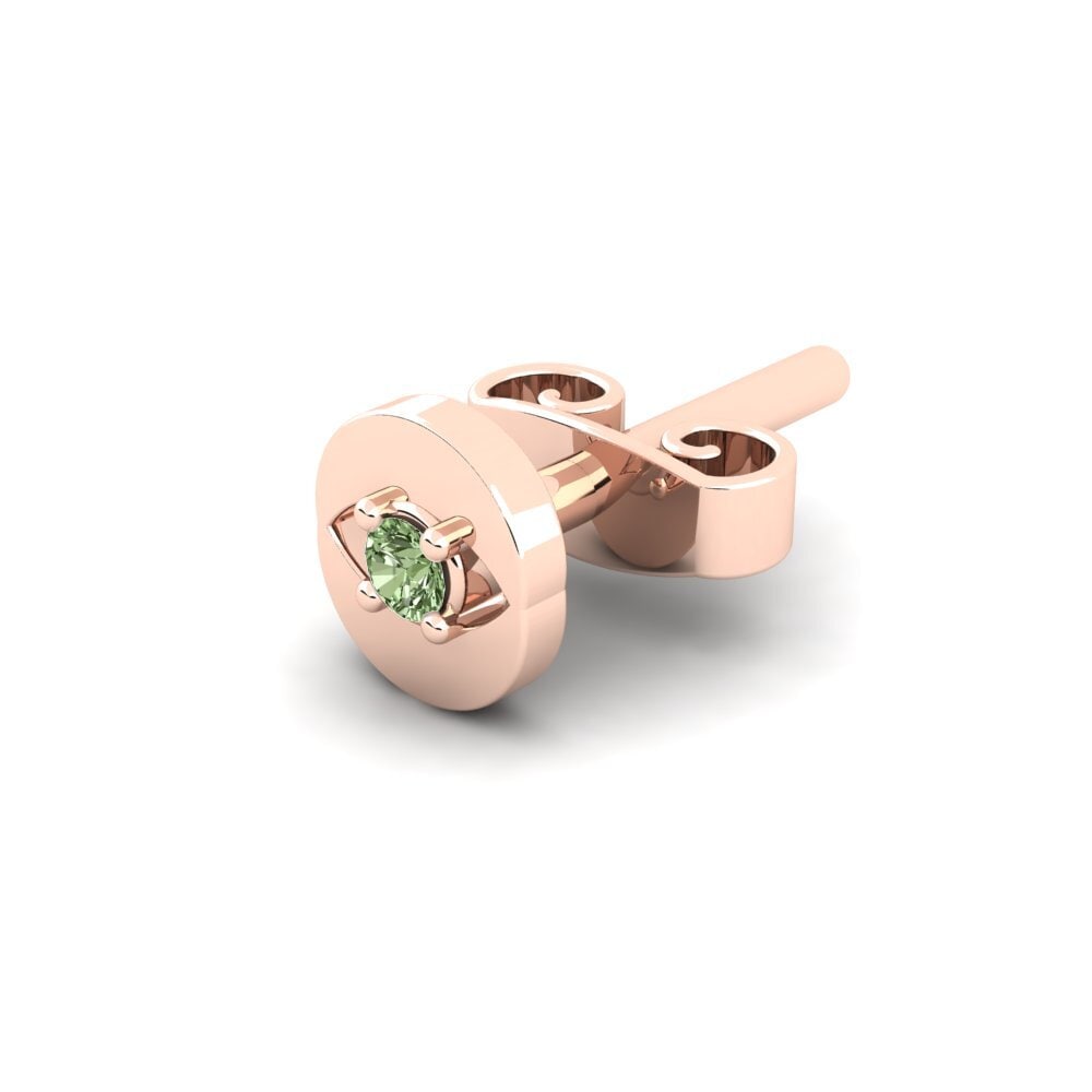 18k Oro Rosa Diamante Verde Pendiente para hombre Copperajah