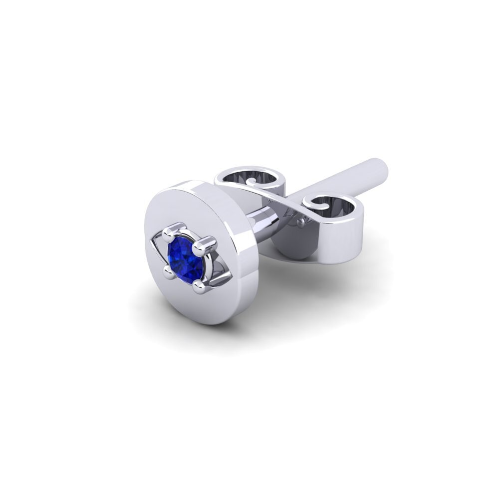 14k Oro Blanco Zafiro Pendiente para hombre Copperajah