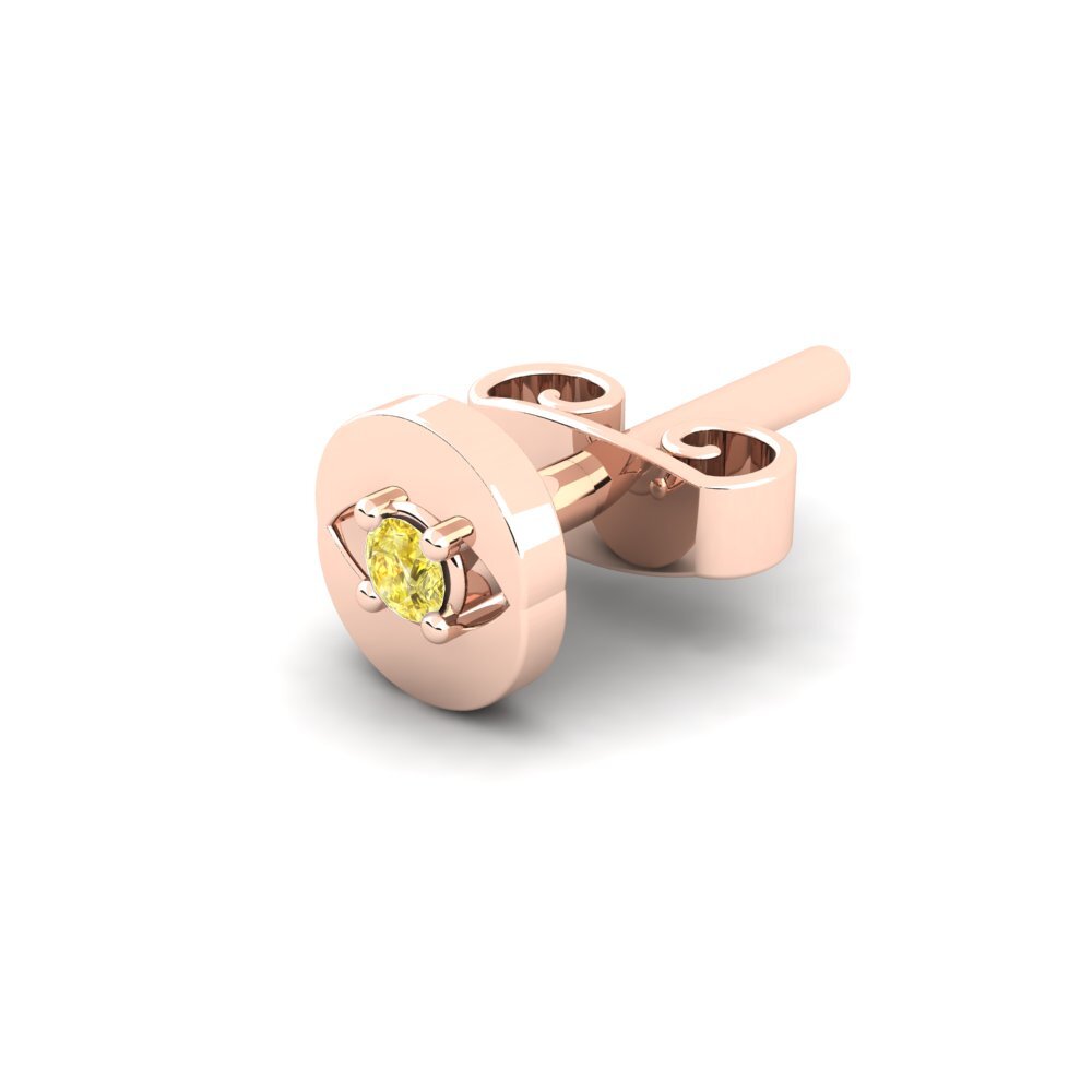 14ct Rose Gold Yellow Sapphire Men's Earring Copperajah