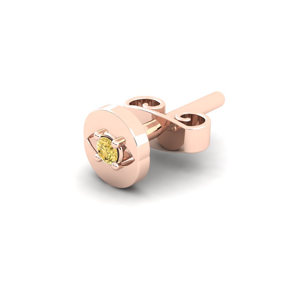14ct Rose Gold Yellow Diamond Men's Earring Copperajah