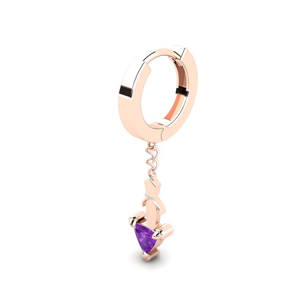 18ct Rose Gold Amethyst Men's Earring Corphish