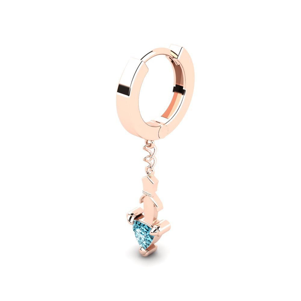 Dangle Blue Zircon 9ct Rose Gold Earrings