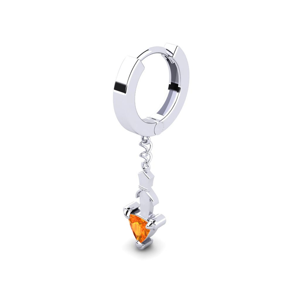 14k Oro Blanco Zafiro Naranja Pendiente para hombre Corphish