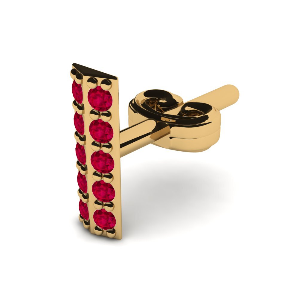 18ct Yellow Gold Ruby Men's Earring Corsola