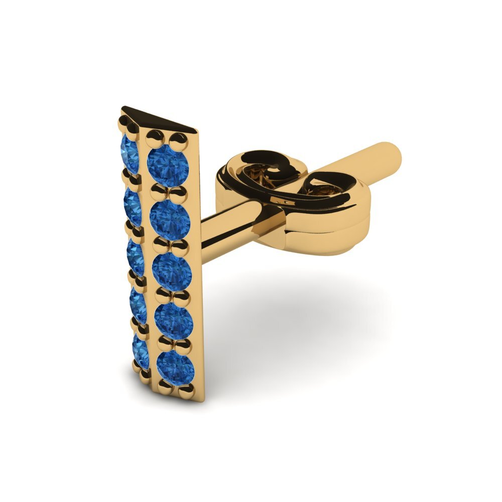 18ct Yellow Gold Dark Blue Zirconia Men's Earring Corsola