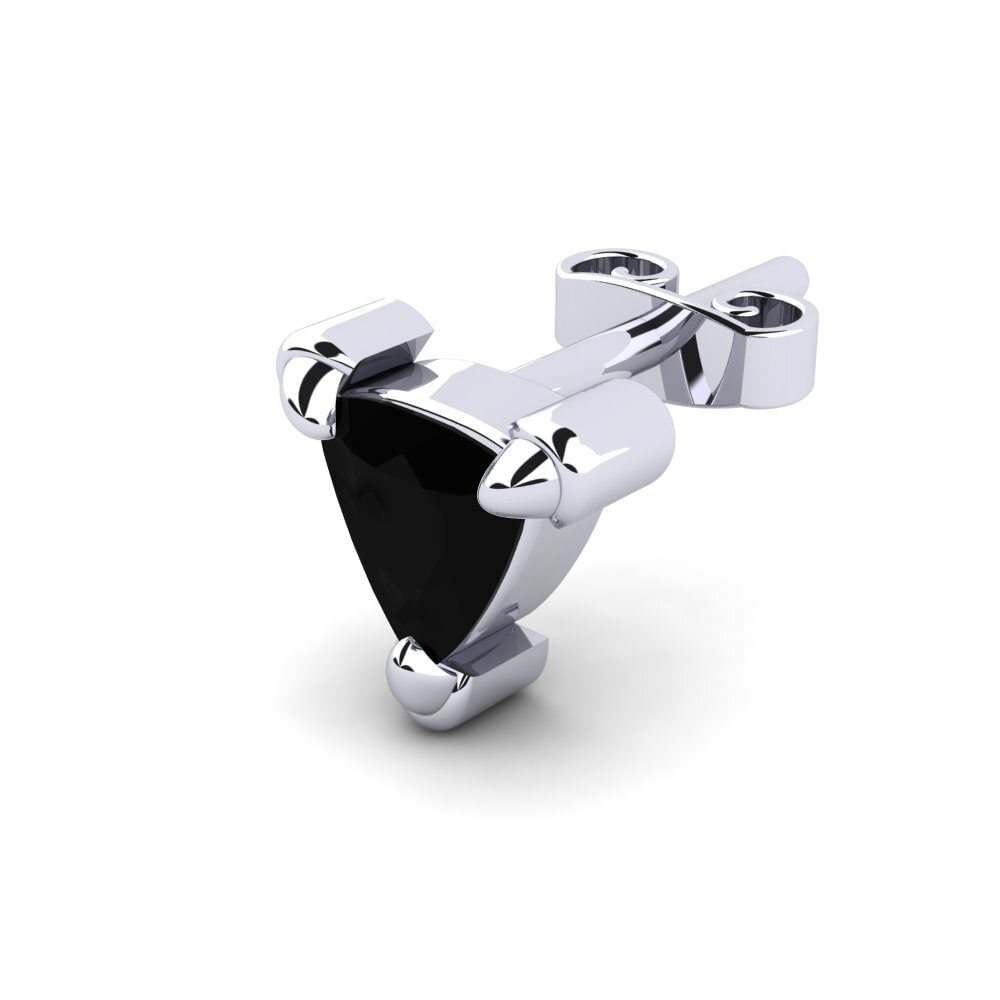 9k White Gold Black Diamond Men's Earring Cosmoem