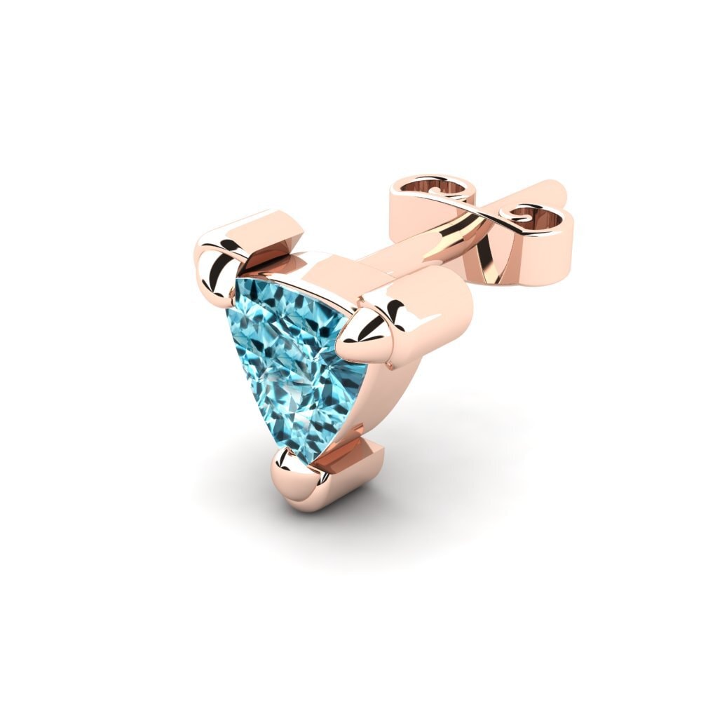 9ct Rose Gold Blue Zircon Men's Earring Cosmoem