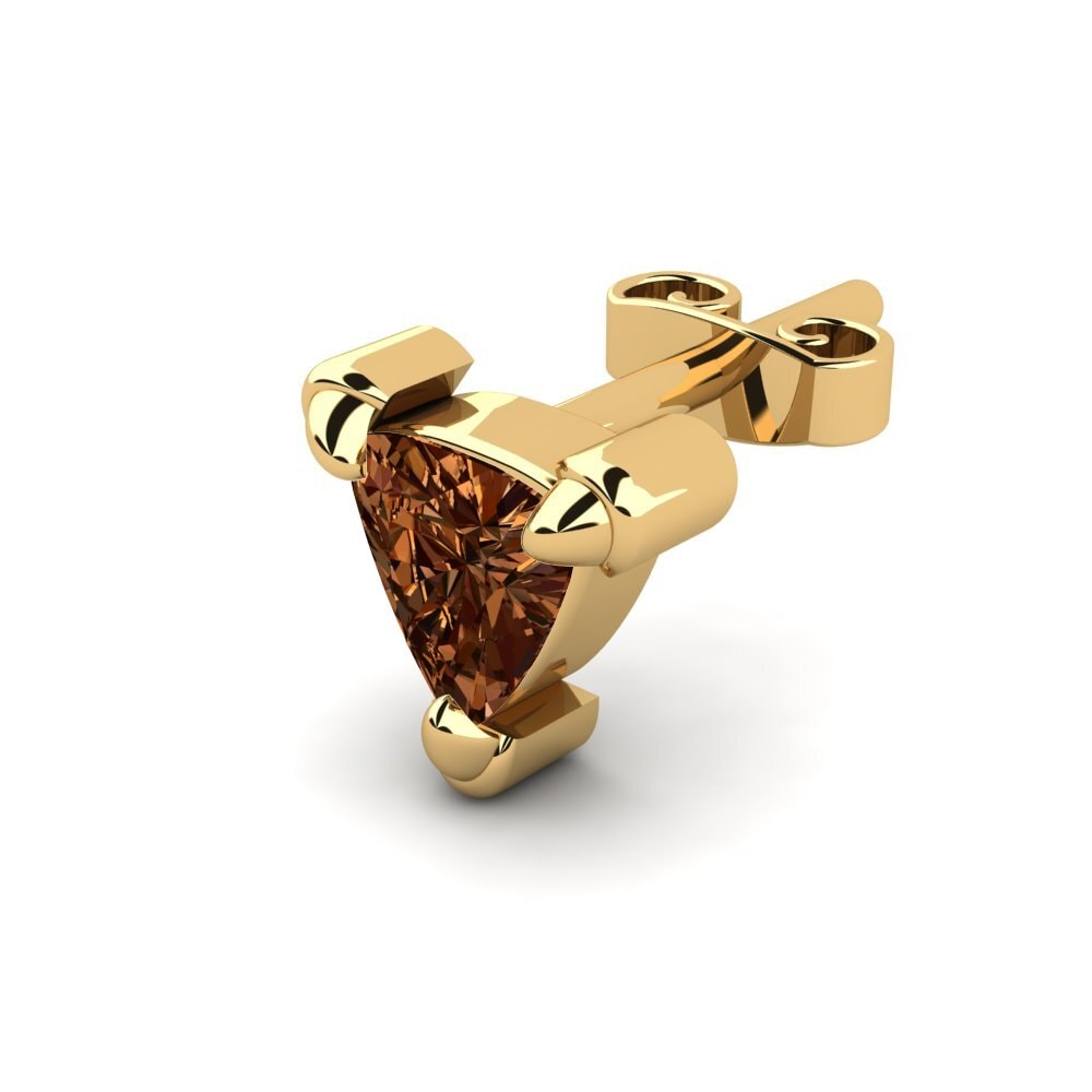 18ct Yellow Gold Brown Diamond Men's Earring Cosmoem