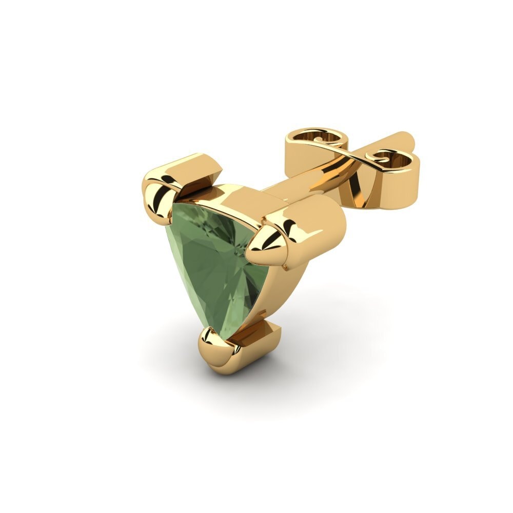 9ct Yellow Gold Green Sapphire Men's Earring Cosmoem