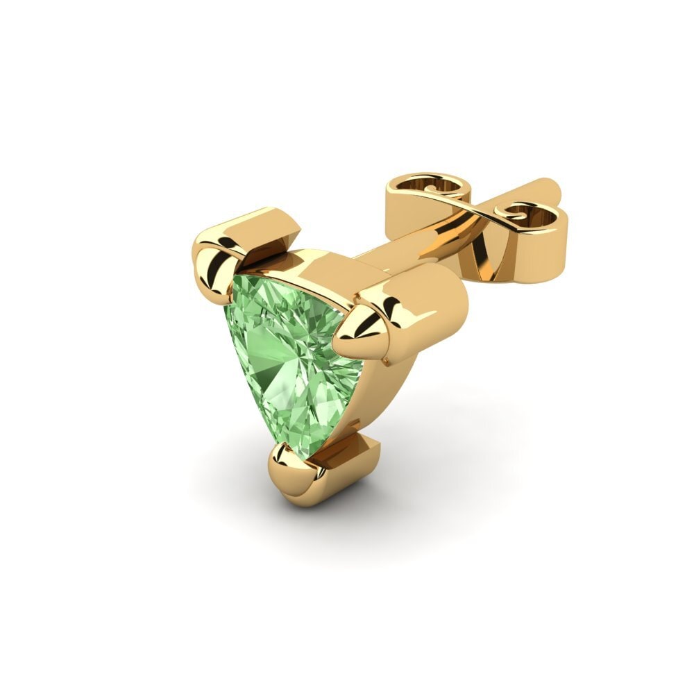 14ct Yellow Gold Green Diamond Men's Earring Cosmoem