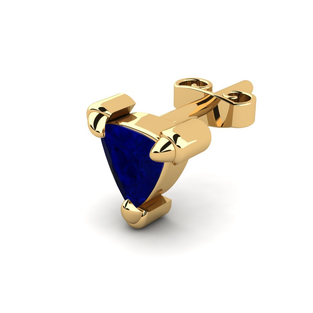 14ct Yellow Gold Sapphire Men's Earring Cosmoem