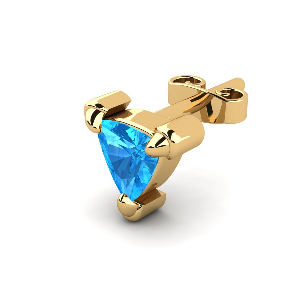 14k Oro Amarillo Topacio azul Pendiente para hombre Cosmoem