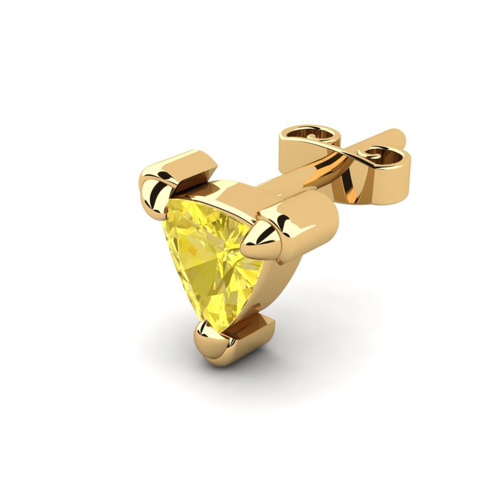 14ct Yellow Gold Yellow Sapphire Men's Earring Cosmoem
