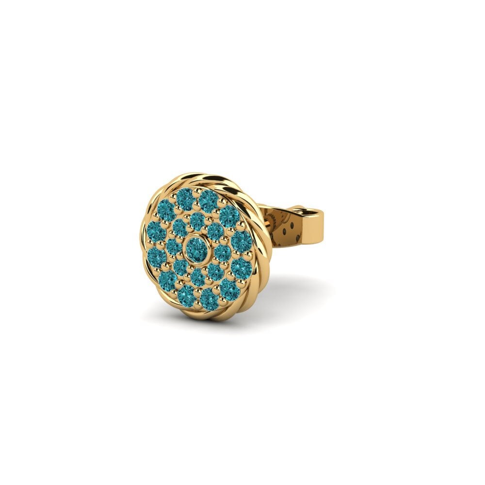 18k Oro Amarillo Diamante Azul Pendiente para hombre Cosmog