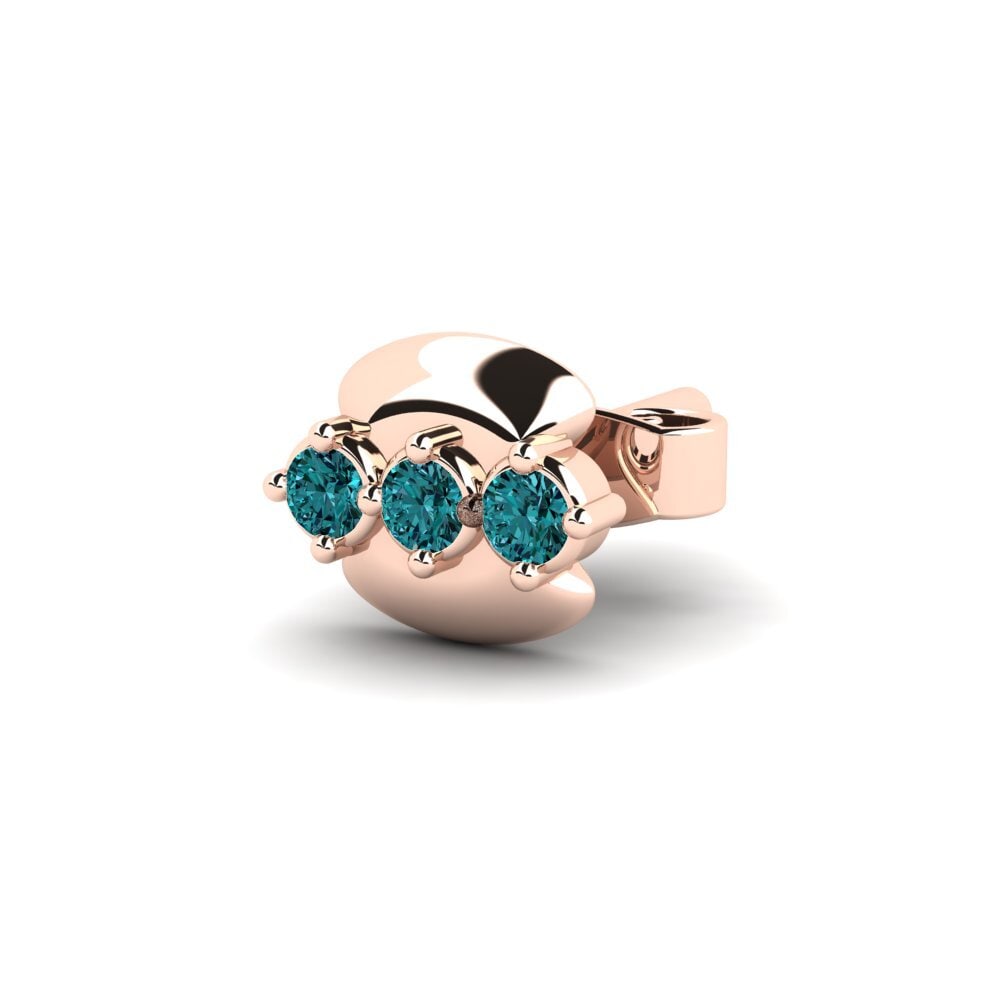 14ct Rose Gold Blue Diamond Men's Earring Crablawler