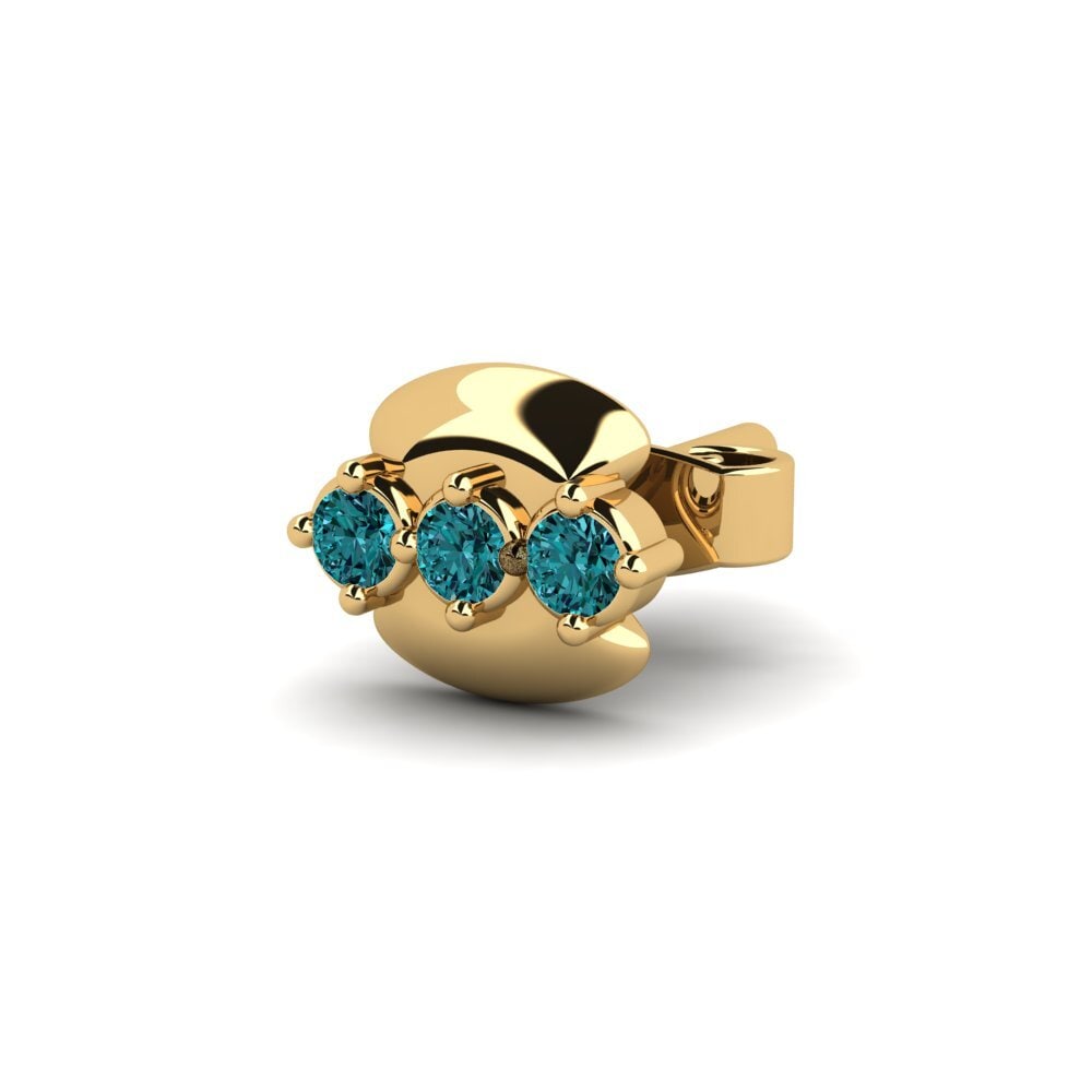 18ct Yellow Gold Blue Diamond Men's Earring Crablawler