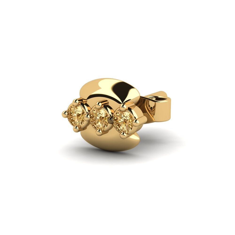 14ct Yellow Gold Brown Diamond Men's Earring Crablawler