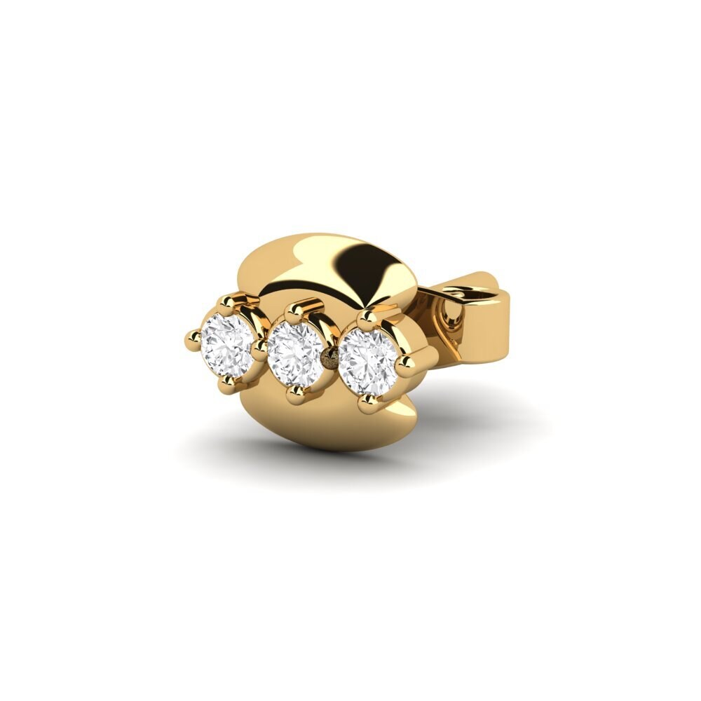 14ct Yellow Gold White sapphire Men's Earring Crablawler