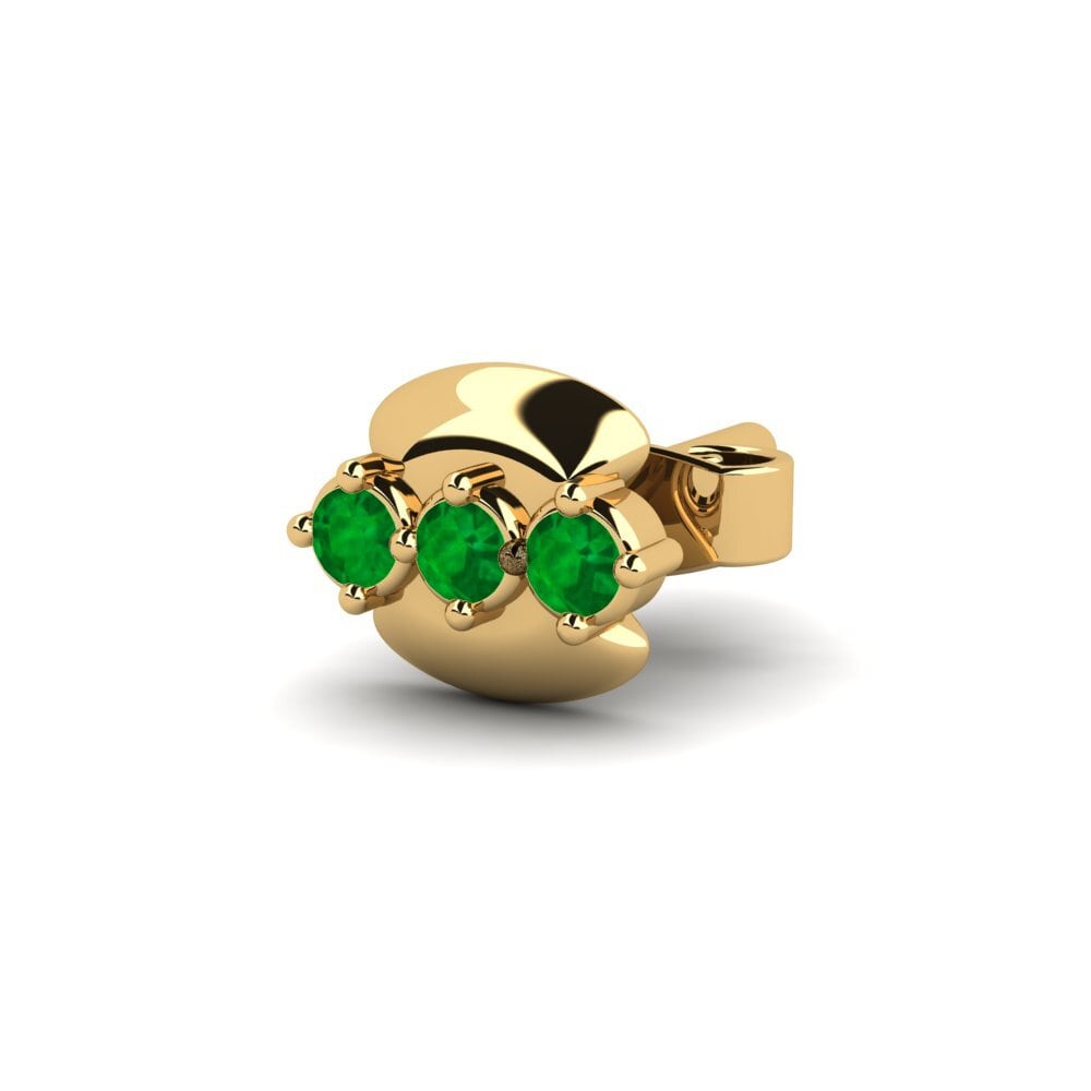 9ct Yellow Gold Emerald Men's Earring Crablawler