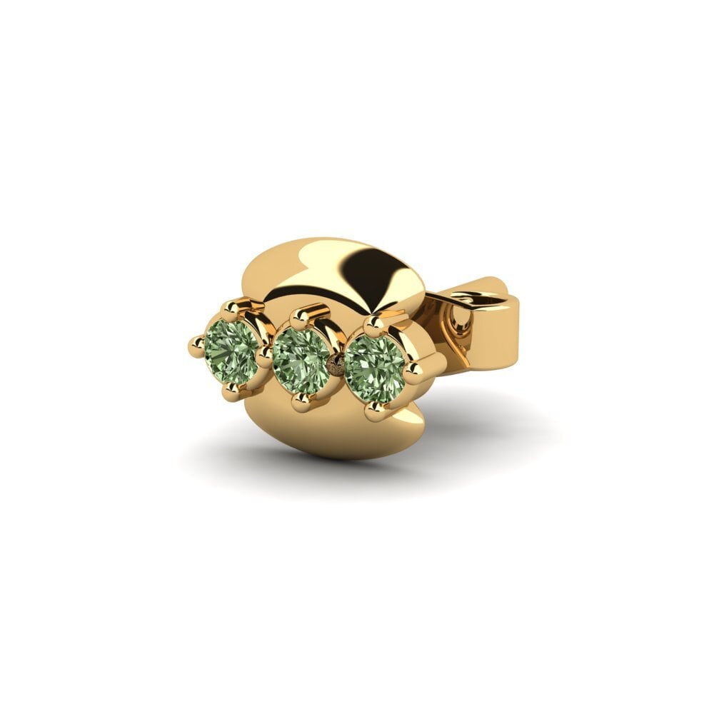 9ct Yellow Gold Green Diamond Men's Earring Crablawler