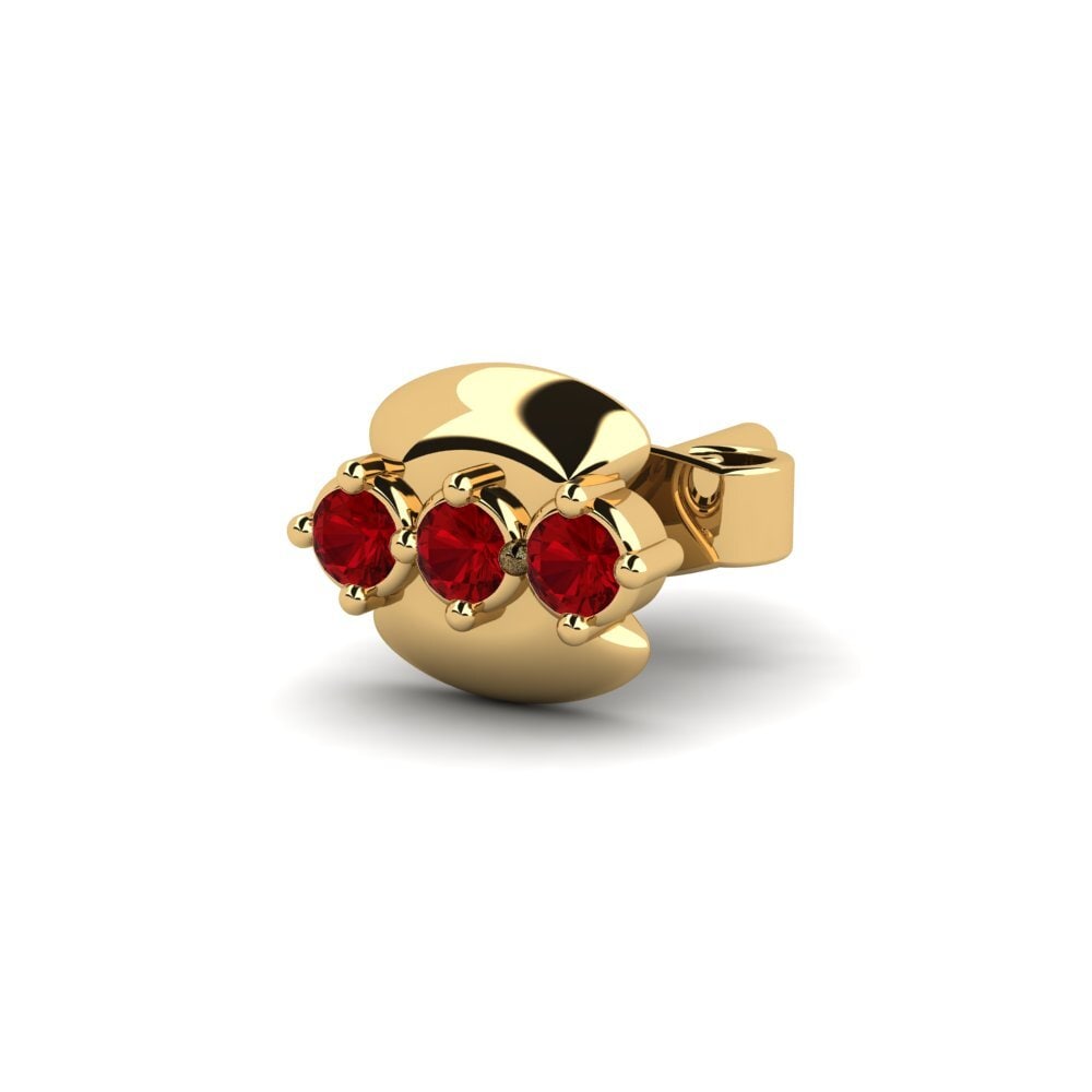 18ct Yellow Gold Red Zirconia Men's Earring Crablawler