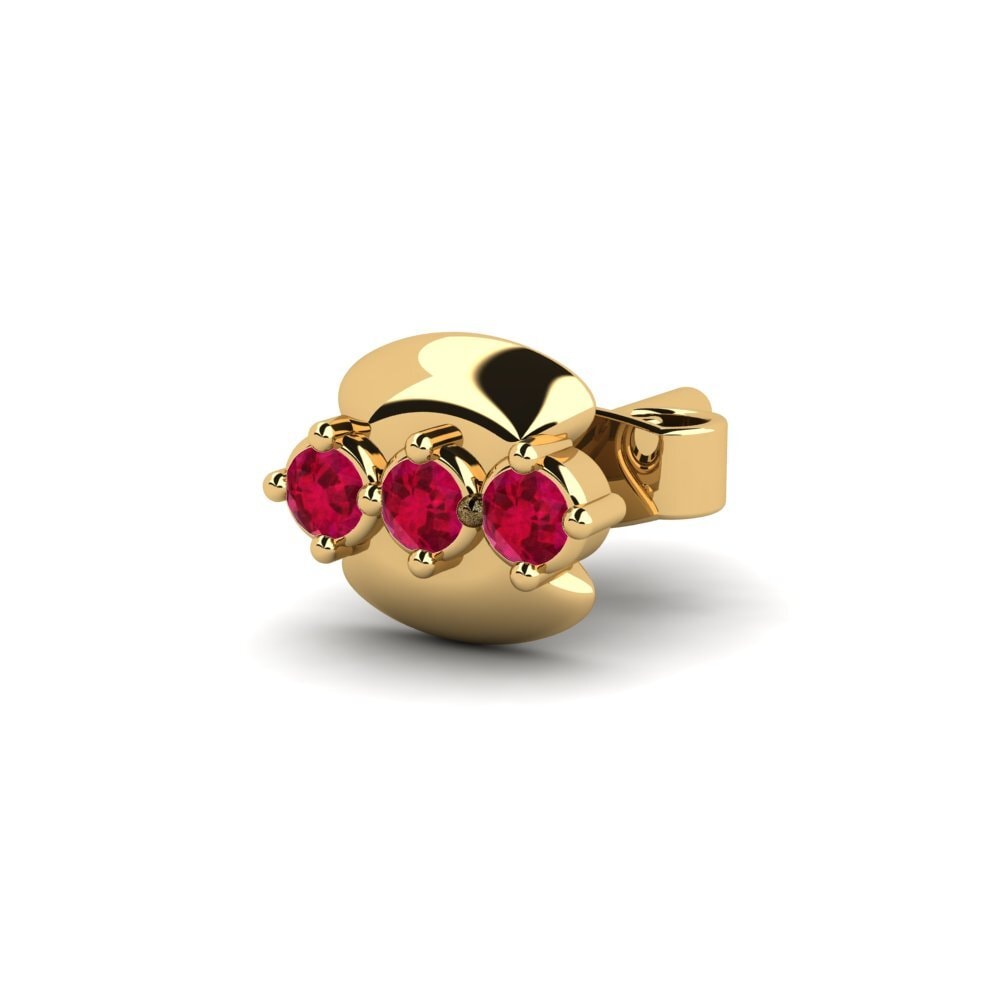18ct Yellow Gold Ruby Men's Earring Crablawler