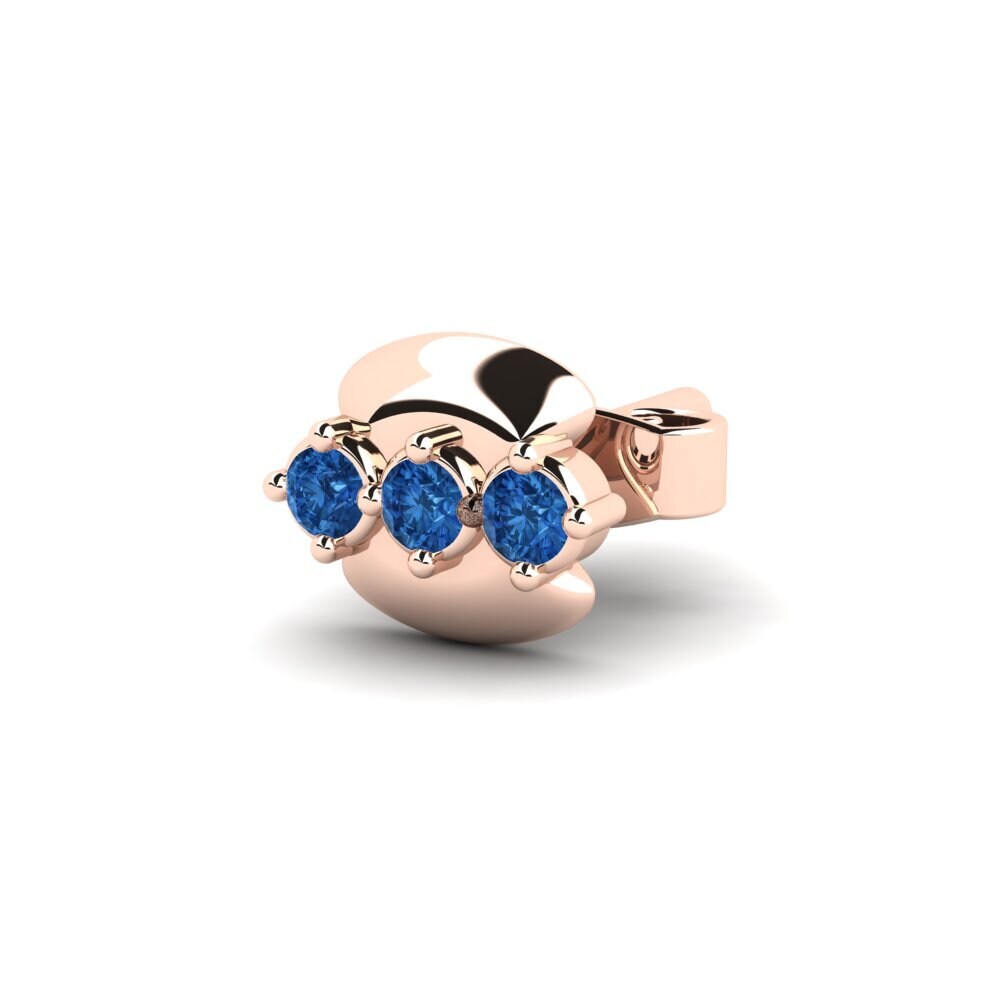 14ct Rose Gold Dark Blue Zirconia Men's Earring Crablawler