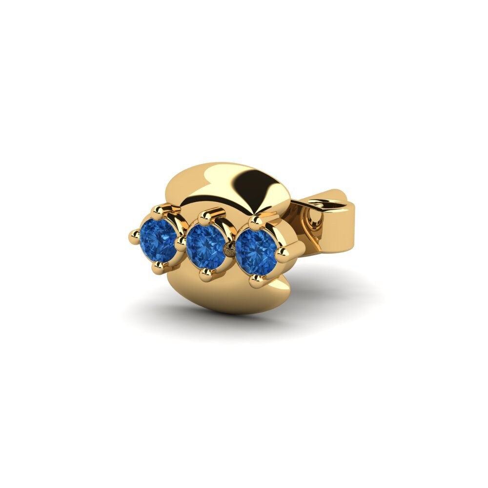 18ct Yellow Gold Dark Blue Zirconia Men's Earring Crablawler
