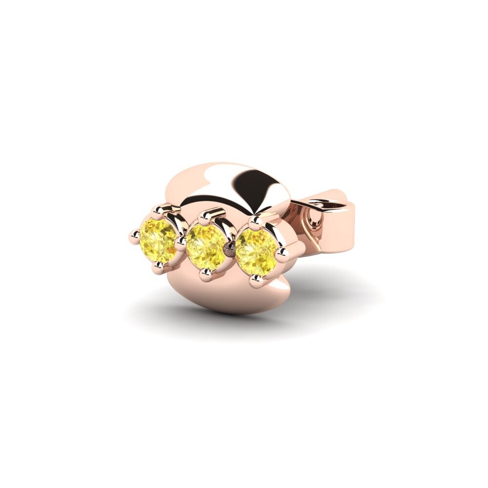 14ct Rose Gold Yellow Sapphire Men's Earring Crablawler