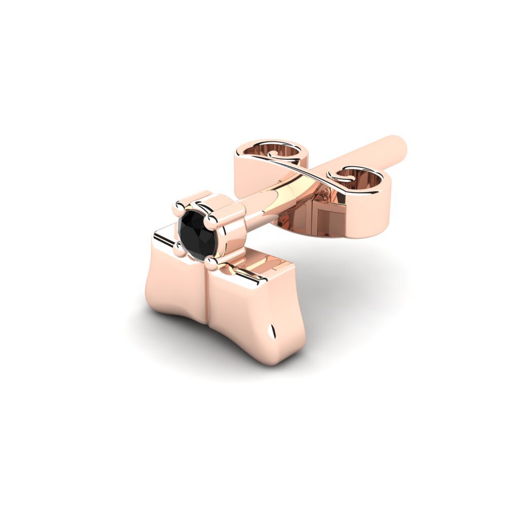 18ct Rose Gold Black Onyx Men's Earring Cramorant