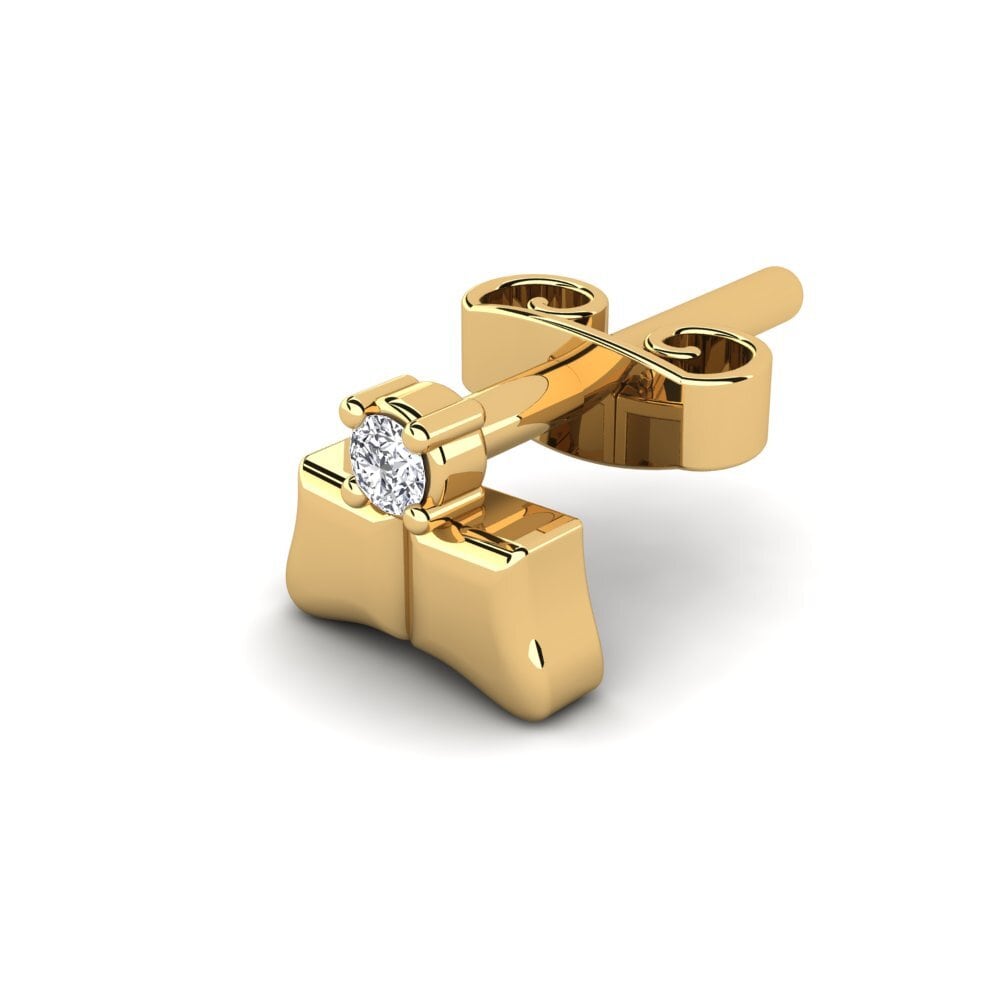 14ct Yellow Gold Diamond Men's Earring Cramorant