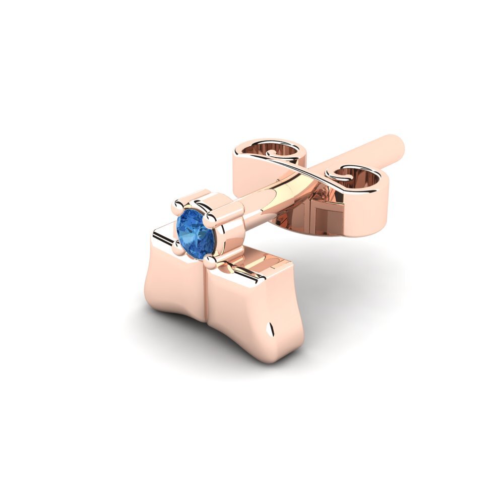 14ct Rose Gold Dark Blue Zirconia Men's Earring Cramorant