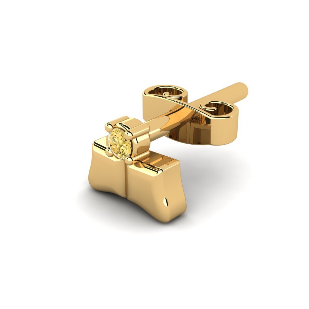 9ct Yellow Gold Yellow Diamond Men's Earring Cramorant